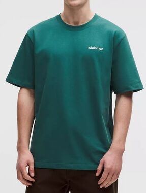 NWT Lululemon Mens Heavyweight Cotton Jersey T-Shirt Wordmark Deep Marina SMALL